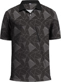 KUYIGO Mens Polo Shirt Quick Dry Moisture Wicking UPF 40+ Performance Printed Short Sleeve Summer Tennis Golf Shirt