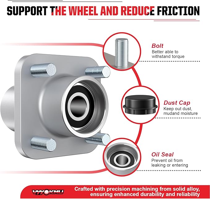 Club Car Precedent Deluxe Repair Kit, 2004-UP Golf Cart Front End Kit for Precedent, Club Car Repair Kit Front Wheel Hub King Pin Bearing Bushings Sets, Replace OEM# 102287201 103638601 103638801