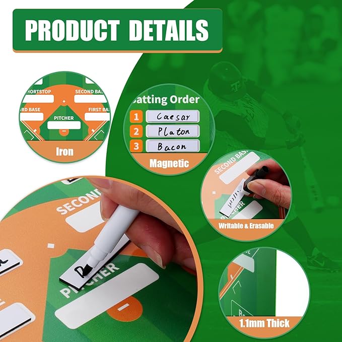 AOLEBA Baseball Lineup Board for Dugout,Dry Erase Magnetic Metal Baseball Clipboard for Coaches