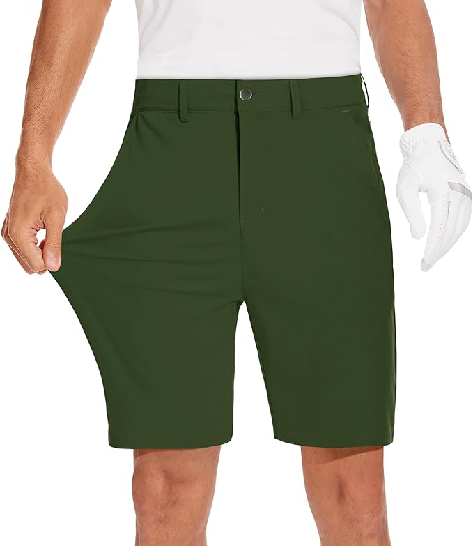JWM Mens 7"/9" Stretch Golf Shorts - Lightweight Hybrid Casual Dress Work Flat Front Shorts with 5 Pockets Quick Dry UPF50
