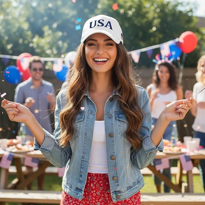 USA Flag Baseball Cap American Patriotic Trucker Hat Father Dad Mother Mom Adjustable Sportswear Hat for Men Women Adults
