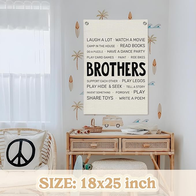Boys Room Decor, Brothers Make The Best Friends Toddler Room Banner, Playroom - Image 2
