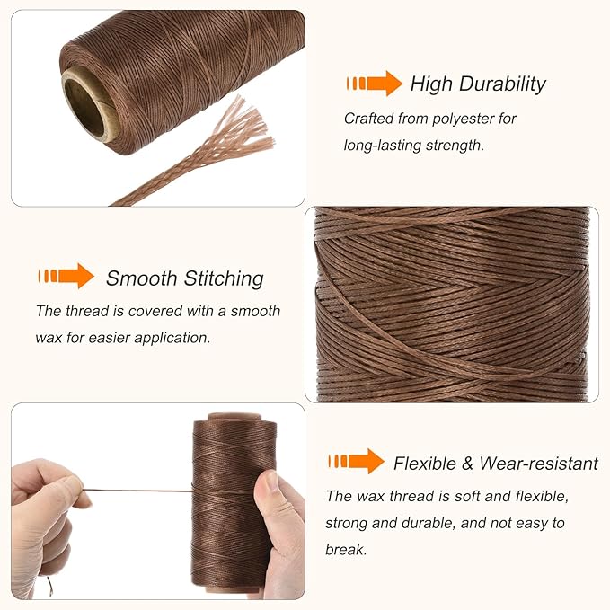 MECCANIXITY Waxed Thread, 197 Yard 1mm 210D Flat Wax Thread Polyester Waxed - Image 3