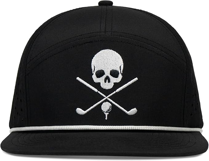 Bamveio Funny Golf Hats Flat Bill for Men Women,Golf Gifts Skull Baseball Cap for Adults Humor