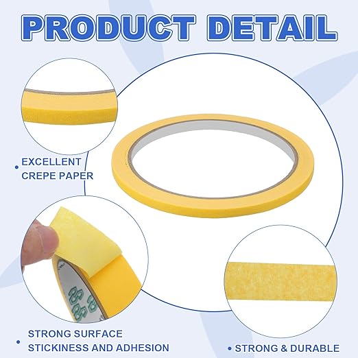 MECCANIXITY Masking Tape 0.2 Inch x 21 Yard Painter's Tape Yellow Paint Tapes - Image 3