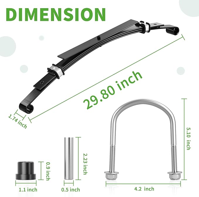 Heavy Duty Rear 4-Leaf Spring Kit with Bushings & Sleeves for Club Car DS Golf Cart Accessories OEM 102006501, 1014675, 1011149, 1012618, 1015583, 1012303, 1014902