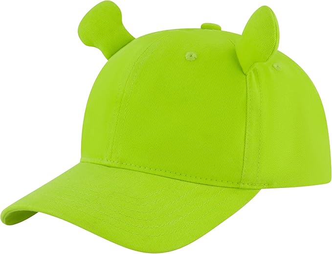 Shrek Baseball Cap, Adult Cotton Dad Hat with Curved Brim and 3D Ears, Green, One Size
