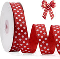 Polka Dot Grosgrain Ribbon 3/4 Inch, 25 Yards Spool Red and White Dot Craft by FAKILO