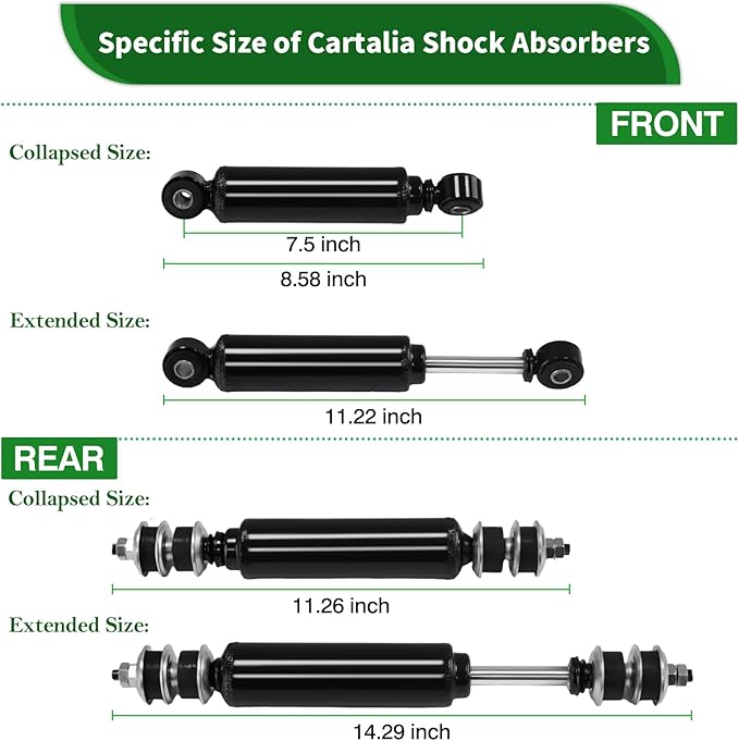 Upgraded Golf Cart Front and Rear Shock Absorbers Kit 4 PCS for Club Car DS G&E 1988-up, Precedent G&E 2004-up, Tempo 2018-up, lifted Cart Shocks Replaces OEM 1014235,1014236,1010991,1015813
