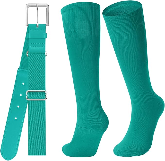 Baseball Socks and Belt for Youth Adult Softball Socks Combo Elastic Waist Belt for Men Kids Boys Girls Women JASGOOD