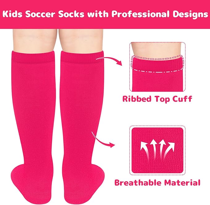Olreco 1 Pack Toddler Kids Youth Soccer Socks Girls Boys Baseball Socks Youth Knee High Softball Football Accessories Cotton