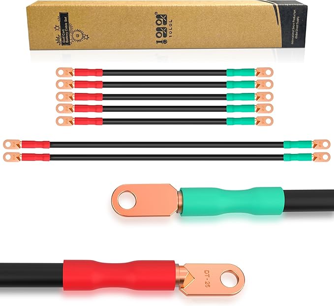 10L0L Golf Cart Battery Cables Fits for EZGO TXT 1994-UP 36 & 48 Volt with 4 Gauge 7 PCS AC/DC Wire 3 AWG Golf Cart Heavy Duty Battery Cables