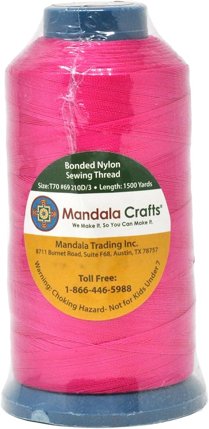 Mandala Crafts Bonded Nylon Thread Hot Pink Heavy Duty Sewing Threads - Image 2