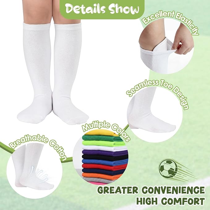 American Trends 2 Pairs Baseball Soccer Socks Youth Boy Girl Kids Toddler Softball Football Tball Socks Knee High Accessories