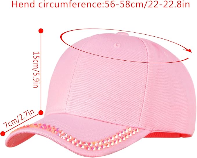 Hoce Fashion Rhinestone Denim Baseball Cap Studded Bling Hat for Women