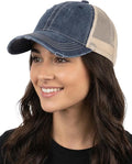 Funky Junque Trucker Hat for Women – Distressed Low Profile Western Camo Baseball Cap with Mesh, Trendy and Adjustable Fit