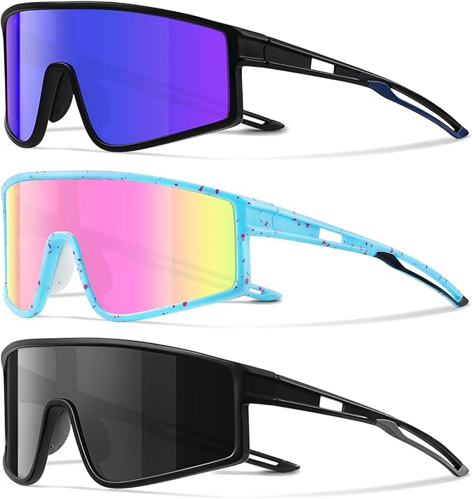 3 Pack Kids Sunglasses Youth Baseball Polarized Sun Glasses Sports Cycling Running for Boys Girls UV Protection