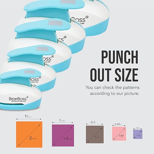 BearBoss Square Paper Punch Set, 5 Different Sizes, Scrapbooking Crafting Tool - Image 2