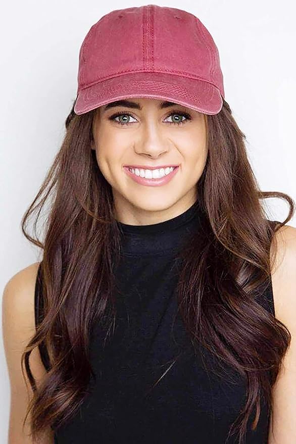 Eohak Ponytail Baseball Hat Distressed Retro Washed Womens Twill
