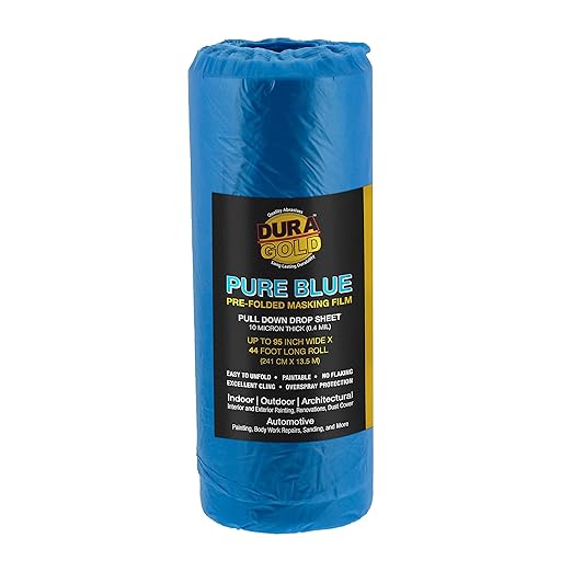 Dura-Gold 95" x 44' Pure Blue Pre-Folded Masking Film by Dura-Gold