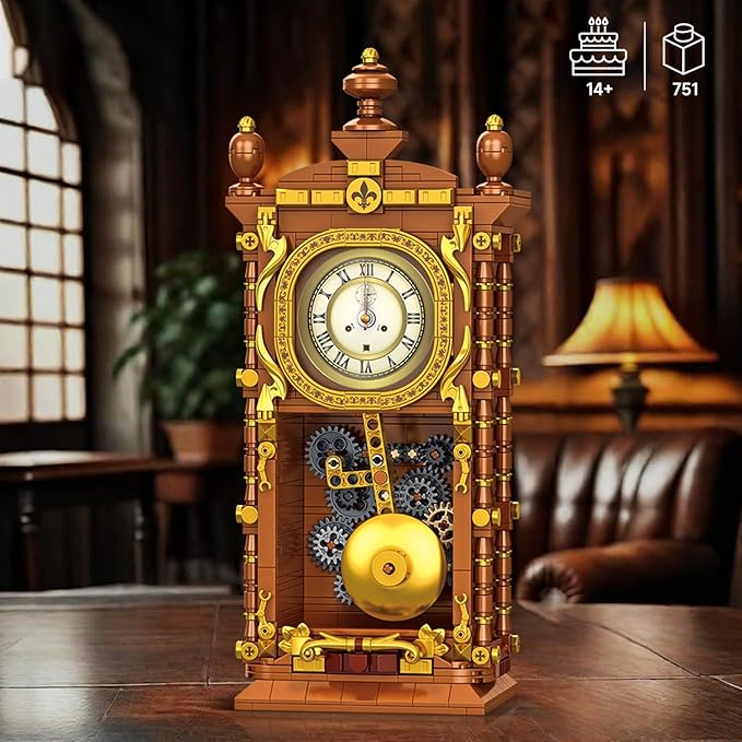 Vintage Swing Clock Building Blocks Set – 751 PCS Real Working Mechanical Clock - Image 7