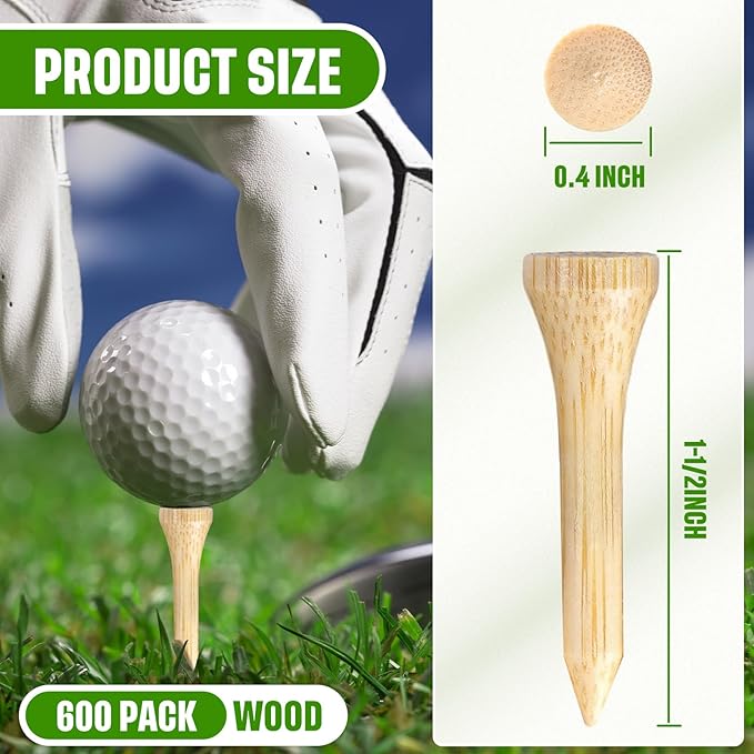 Mudder 600 Pack Golf Tees Bulk Wooden Golf Tees Multicolor Wood for Men Balls Accessories