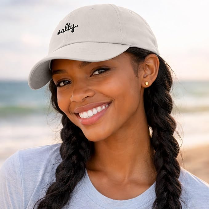 DALIX Salty Embroidered Cotton Beach Baseball Cap Adjustable Dad Hat Womens
