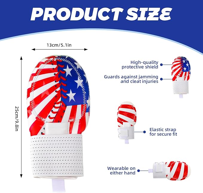 3 Pcs Sliding Baseball Mitt and Arm Sleeves for Youth 250 Anniversary Softball Gear Boys American Flag Adjustable Sport Protective