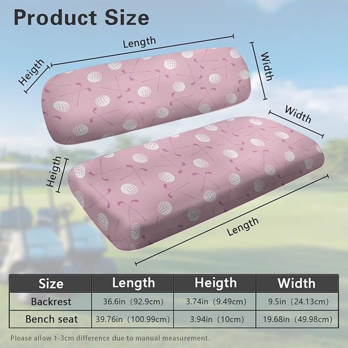 Yewatlles Pink Golf Equipment Golf Cart Seat Covers, Blanket for Golf Cart, Universal Golf Cart Seat Towel Fits Golf Car, Club Car, More Golf Carts