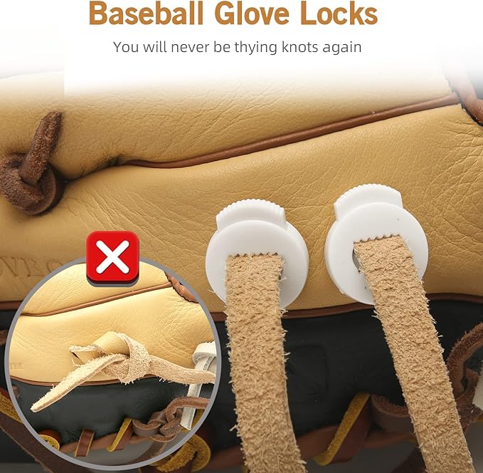 AliBall Glove Locks, Lace Locks for Baseball Glove 8 Pack, Never Need Thying Knots Again, Strong Elasticity, Made Plastic and Springs, Fits All Gloves, Baseball Gloves Accessories