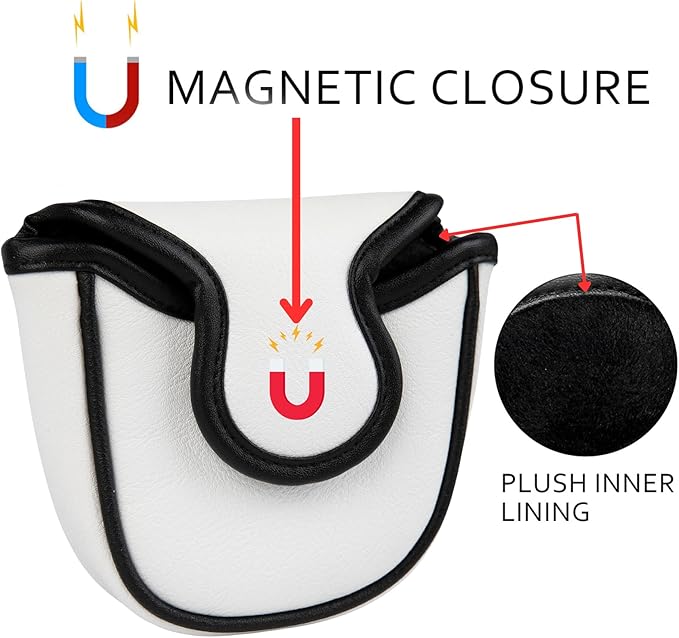 Premium Magnetic Mallet Putter Headcover | Waterproof Synthetic Leather Mallet Putter Cover for Scotty Cameron, Odyssey, Taylormade, Titleist | Durable Club Protection