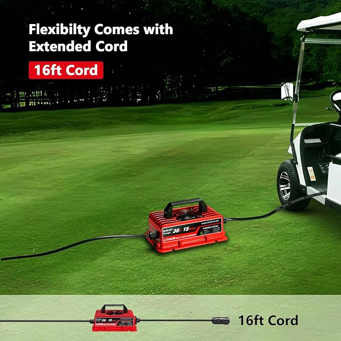 36V Lithium Battery Charger, 43.8V 15A Fast Charging for Golf Cart, IP67 Waterproof, 36 Volt 15 Amp Lithium Charger, Fully Automatic Smart Charging