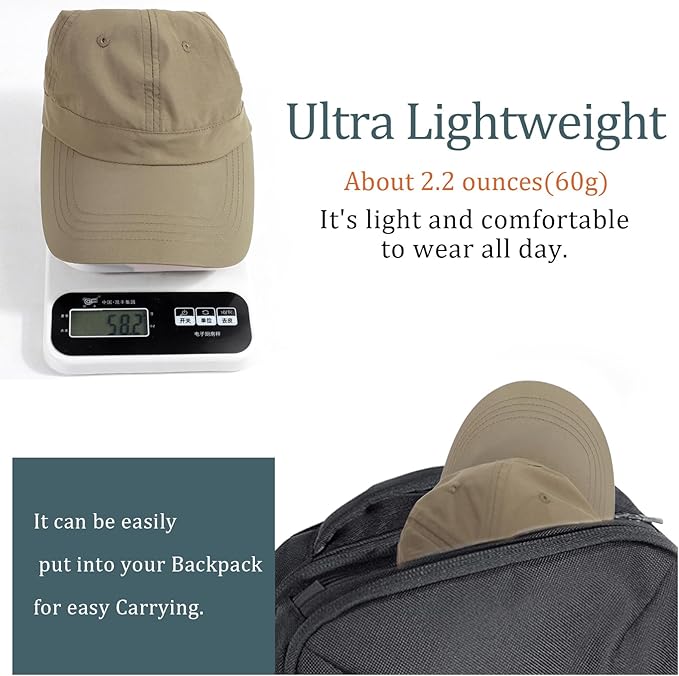 Mens Water-Resistant Baseball Cap Womens Rain Hat Foldable Outdoor Running Sun Fishing hat