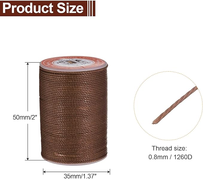 uxcell Round Leather Sewing Waxed Thread, 55m / 60 Yards Polyester Wax String - Image 2