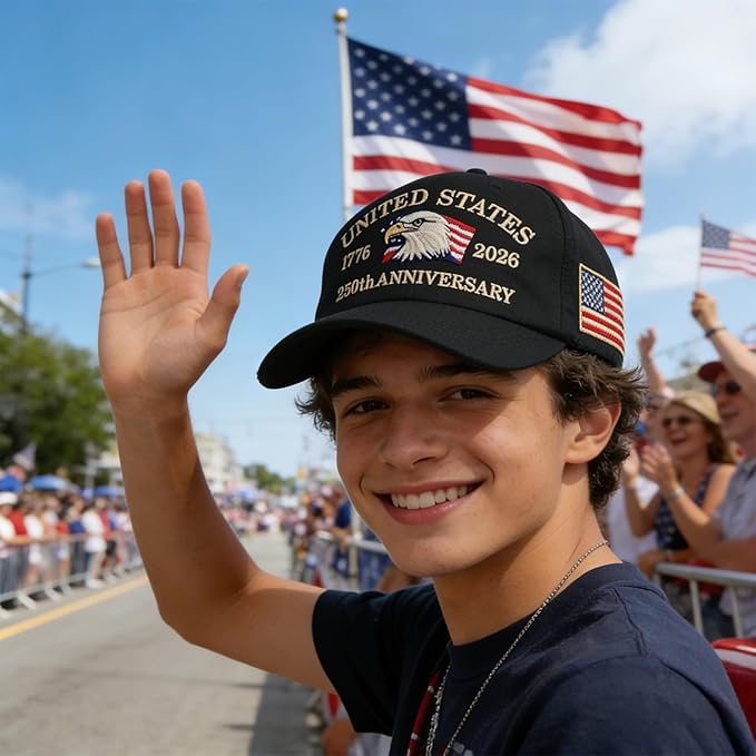 U.S.A 250th Anniversary Embroidered Baseball Cap Adjustable 1776-2026 Anniversary Birthday Retro Patriots Hat for Men Women