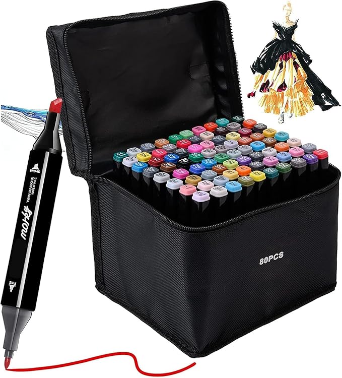 80 Colors Alcohol Markers Set, Dual Tips Blender Art Markers by MakeYouFallinLovewithArtLife