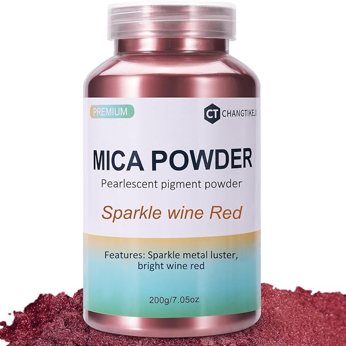Mica Powder, 200g/7.33oz Large Jar, Sparkle Wine Red Mica Powder Pigment by CHANGTIKEJIWelcomeYouOrder
