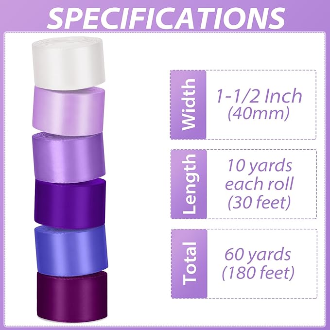 1-1/2 Inch Purple Satin Ribbons - Image 2