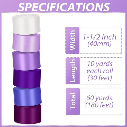 1-1/2 Inch Purple Satin Ribbons - Image 2