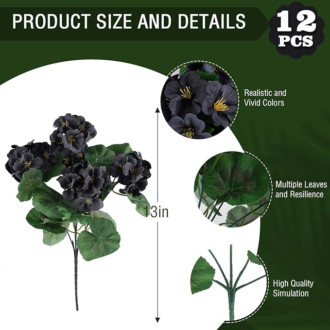 Hananona 12 Pcs Artificial Geranium Flowers - Image 2