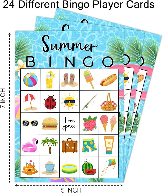 Summer Party Bingo Game Cards, Hawaiian Bingo Card - Image 3