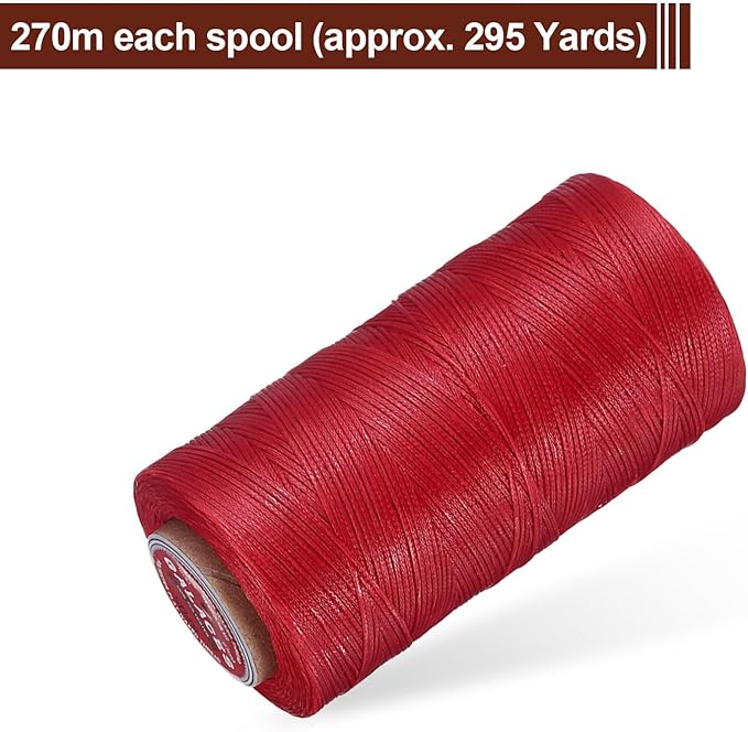 uxcell Flat Leather Sewing Waxed Thread, 270m / 295 Yards Polyester Wax String - Image 3