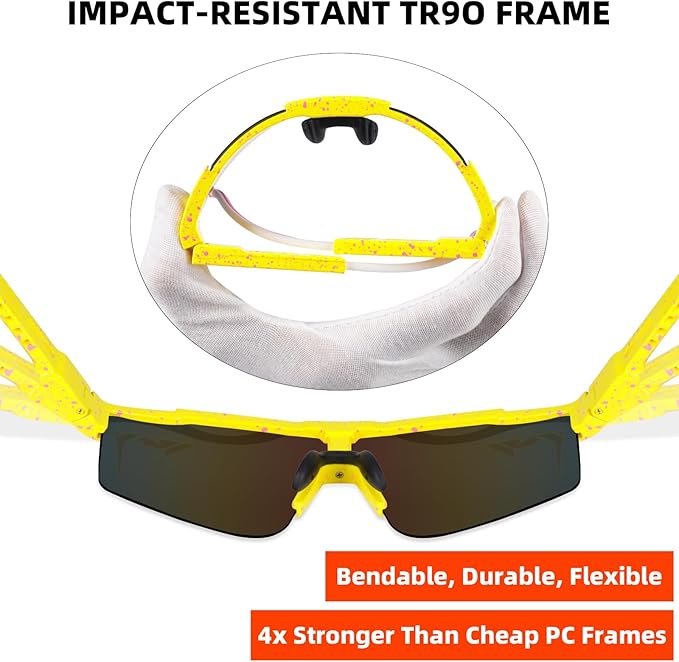 2-Sizes Kids Youth Baseball Sunglasses Men Women Vipers Sunglasses Softball Boys Girl True Polarization &UV Protection