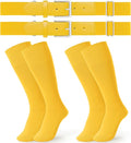 JASGOOD 2 Pack Baseball Socks and Belt Combo Set Softball Socks and Belts Elastic Waist Belt for Youth and Adult Boys