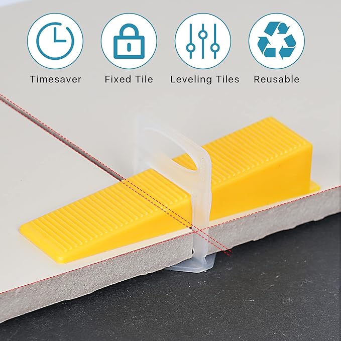 Tile Leveling System with Tile Plier 600Pcs Piece Tile Spacers Clips 200Pcs - Image 5