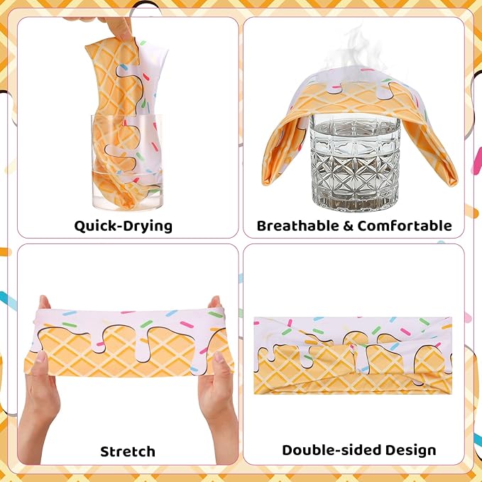 Ice Cream Baseball Headband and Ice Cream Sock Sports Elastic Sweatband Funny Sports Baseball Gifts for Youth Teen Women Men Athletes Football Basketball Running Gym Party Favors
