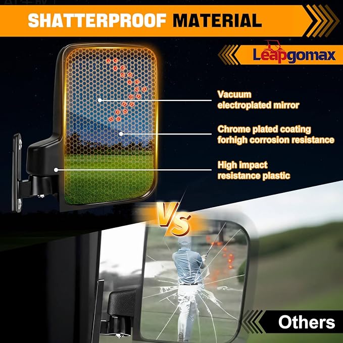 Golf Cart Side Mirrors with Turn Signal Light Golf Cart Rear View Mirrors for Club Car EZGO Yamaha Side Mirrors Golf Cart