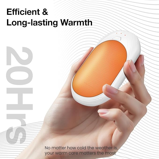 AI Hand Warmers Rechargeable 2 Pack, AI Smart Chips Electric Hand Warmers, 20Hrs Long Safe Heat, Portable Pocket Heater, Gifts for Christmas, Outdoor, Hunting, Golf, Camping Accessories