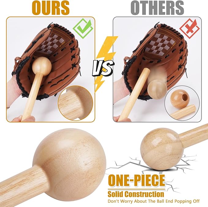 Baseball Glove Break-in kit for Men & Adult, One-Piece Structure Baseball Glove Mallet, Baseball Mitts Wooden Shaping Hammer, Softball Glove Wrap Band, Plastic Practice Ball & Glove Locks
