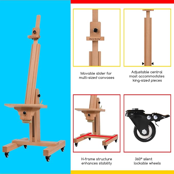 MEEDEN Large Art Easel for Painting: Solid Beech Wood Heavy Duty Artist Easel - Image 4